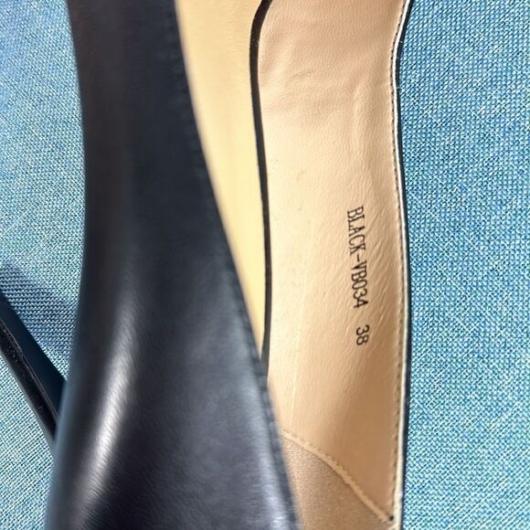 Bacia Black Leather Pointed Toe Classic High Stiletto Pumps Size 38 - Picture 8 of 9